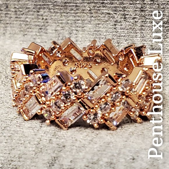 FINAL RESTOCK!! Rose Gold Slanted Diamond Band - Picture 2 of 5